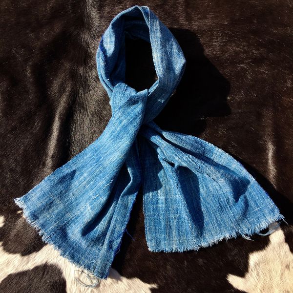 SOLD 1800s SOFT LIGHT BLUE INDIGO BAMANA TRIBE IN MALI SCARF