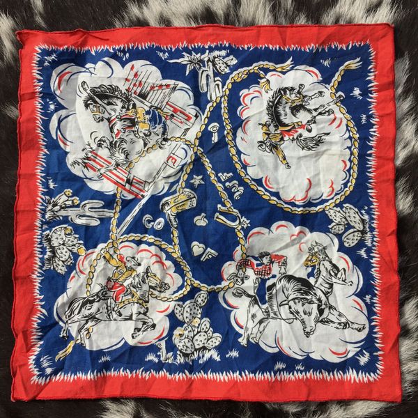 1950s RODEO COWBOYS HANKERCHIEF POCKET SQUARE