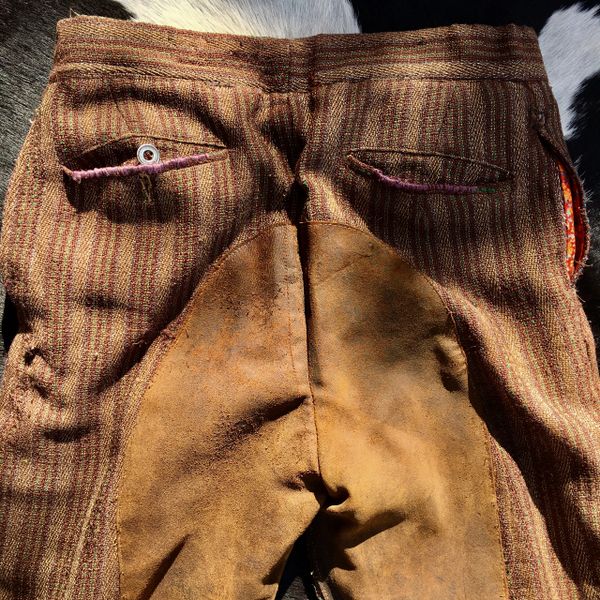 SOLD REPAIRED & COTTON LINED SILENT FILM COWBOY WARDROBE PANTS