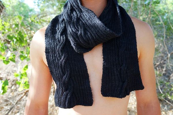 SOLD OUT 100% SILK HANDKNIT CABLEKNIT SCARF