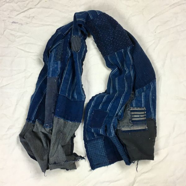 SOLD 1800s JAPANESE INDIGO SHASHIKO BORO SHAWL