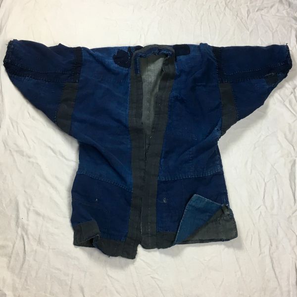 SOLD 1800s HEAVY & FINELY DONE PEASANT’S INDIGO BLUE ANTIQUE SHASHIKO BORO JAPANESE KIMONO