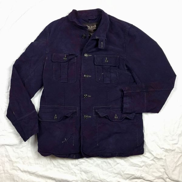 SOLD EZRA FITCH X JASON POLLAK PLUSH 100% COTTON MOLESKINE HEAVY PLUSH WINTER SAFARI COAT IN BIBLICAL PURPLE