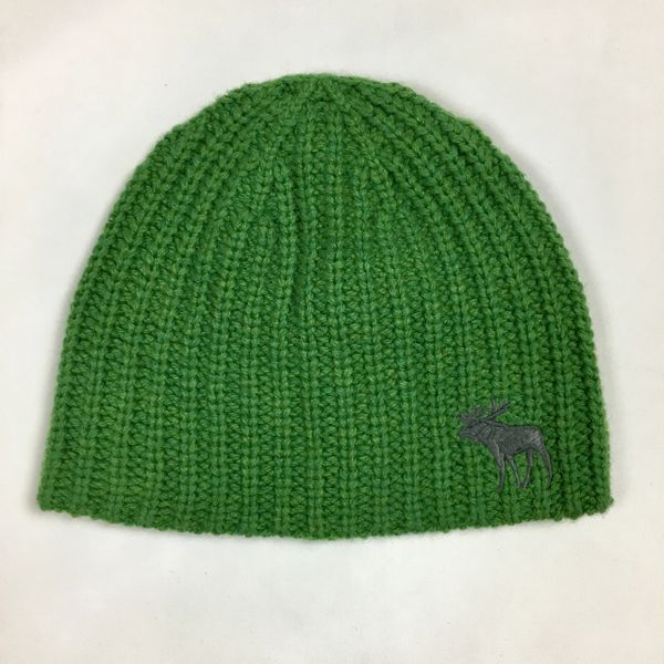 SMALL GREEN ABERCROMBIE COTTON, ANGORA & SYNTHETIC MIX KNIT BEANIE