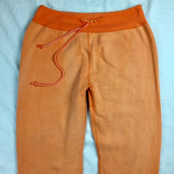 SOLD 1950s 100% COTTON GUSSETED SWEATPANTS L-XL SUN FADED ORANGE