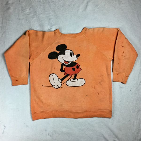 SOLD 1980s MICKEY MOUSE SUN FADED PAINT STAINED (not blood) 100% COTTON SWEATSHIRT XS-S