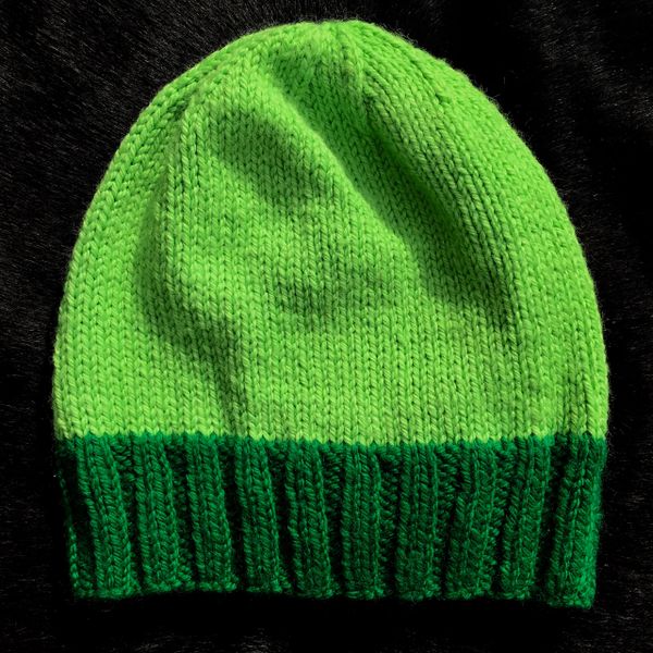 LIGHT NEON & DARK NEON GREEN KINT SYNTHETIC BEANIE CAP HAT