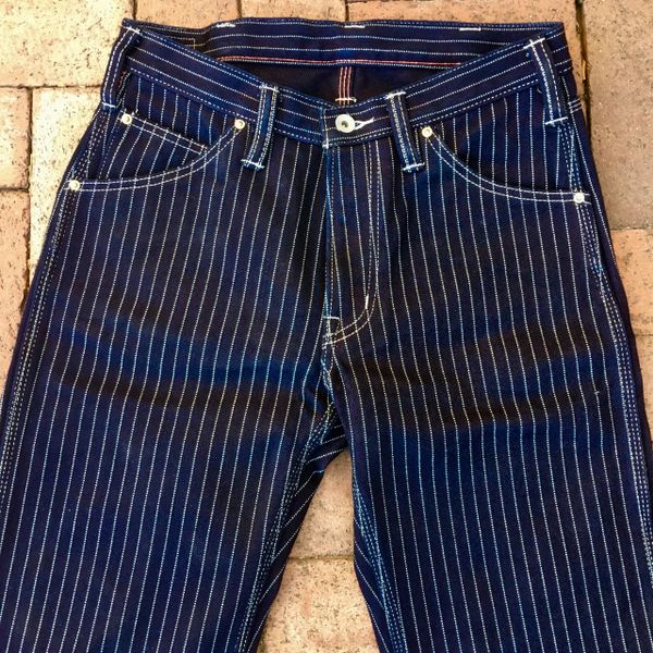 SOLD IRON HEART INDIGO WABASH DENIM CARPENTER JEANS 31” WAIST 27” LONG ...