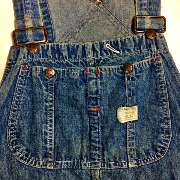 SOLD 1950s FADED & DISTRESSED DENIM OVERALLS BY BIG MAC