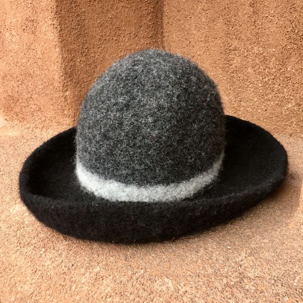 HAND FELTED WOOL MADE IN CALIFORNIA COWBOY HAT IN BLACK & GREY
