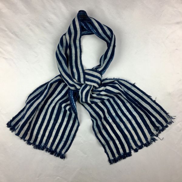 1800s WIDE BLUE & WHITE AFRICAN INDIGO SCARF