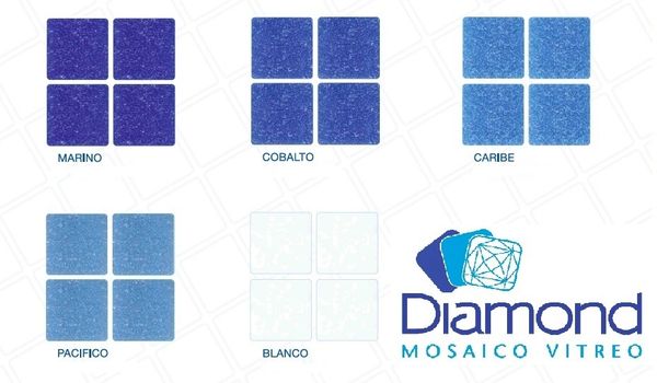 Mosaico Veneciano Alberca Azul Cobalto 2x2 Cm Marca Diamond