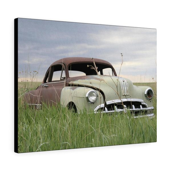 Canvas Print Car Frame Wall Pontiac Abandoned Vintage Rusty Farm Field Old