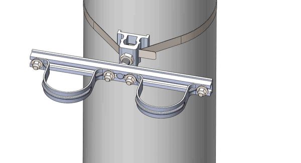 NW-3QB-.75-14U-3XX----Mount two 3" conduits on concrete or steel pole with 3/4" Stainless Steel banding.