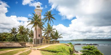 The famous Galle Light House, with the equally famous Galle Fort built  by the Dutch.