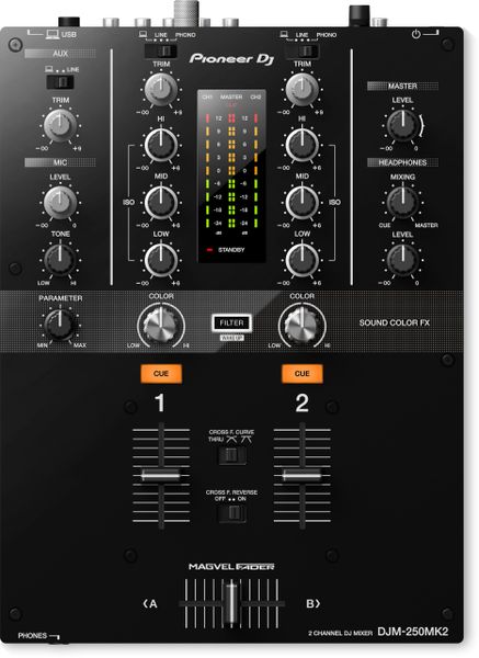 Pioneer DJM-250MK2 2-channel DJ mixer with independent channel filter