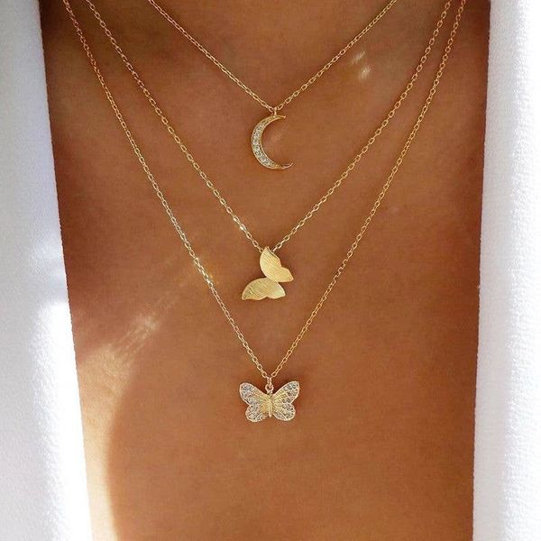 Download Butterfly Moon Layered Necklace Set