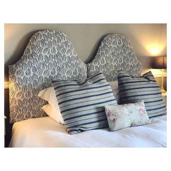 Bespoke Headboards in Christopher Farr Cloth for Studio Alexandra at Coombeshead Farm in Cornwall