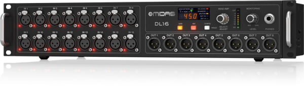 Midas - DL16 | 16 Input, 8 Output Stage Box with 16 Midas Microphone ...