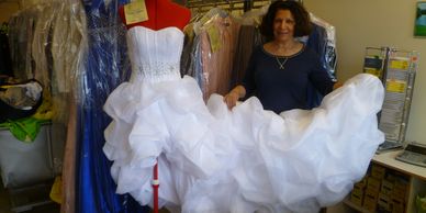 Wedding dress alteration with a wedding train alteration (wedding tail)