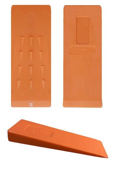 10" Wood Grain/Barbed ABS Orange Plastic Felling Wedge