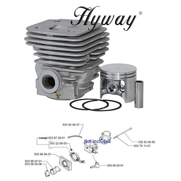 Husqvarna chainsaw 394 to 395 complete conversion cylinder kit Meteor Pistons