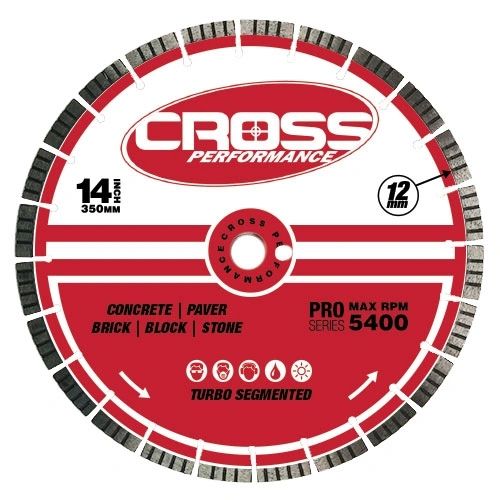 14" PREMIUM TURBO CROSS PERFORMANCE LASER WELDED DIAMOND SAW BLADE HEAVY USE 0835 090 7008