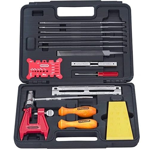 <>OREGON CHAINSAW SHARPENING KIT WITH VICE IN HARD CASE