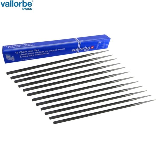 ><7/32" Double Cut Chainsaw Files Premium 8" VALLORBE brand Swiss made files 12 Pack