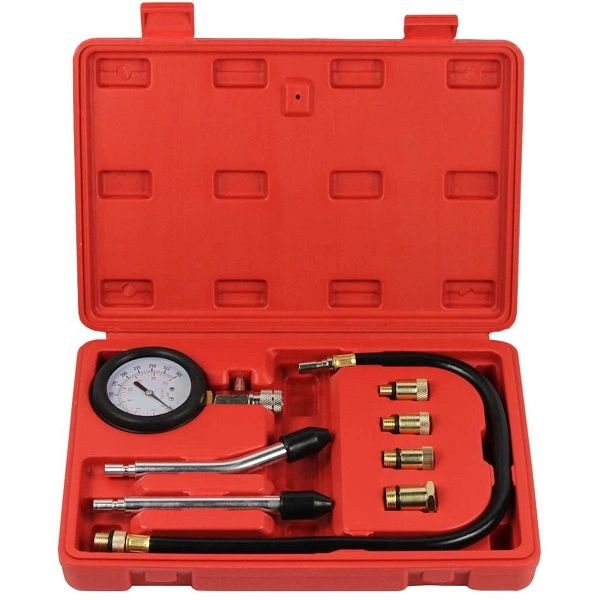 Deluxe Engine Cylinder Compression Tester Gauge Kit Tool 8 pieces.