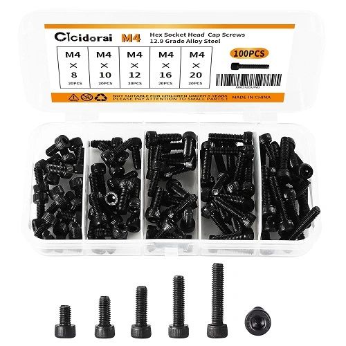 Assorted M4 Hex Socket Head Cap Screws Bolts Set 100 Pieces