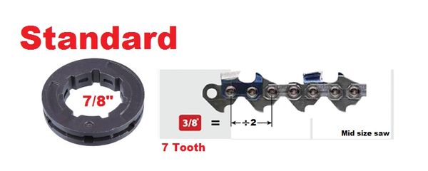 ..RIM SPROCKET 3/8" pitch 7-tooth, standard 7/8" center 7 spline