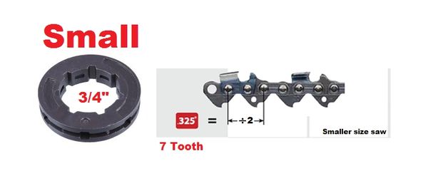 RIM SPROCKET .325" pitch 7-tooth, small 3/4" center 7 spline