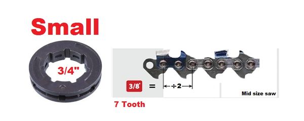 RIM SPROCKET 3/8" pitch 7-tooth, small 3/4" center 7 spline