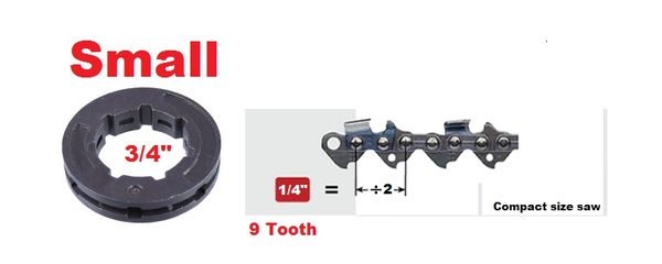 ~RIM SPROCKET 1/4" pitch 9-tooth, small 3/4" center 7 spline