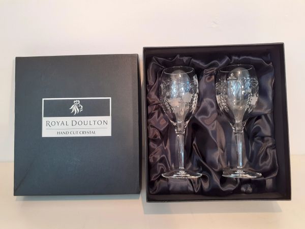 Pair of Royal Doulton Crystal Wine Glasses