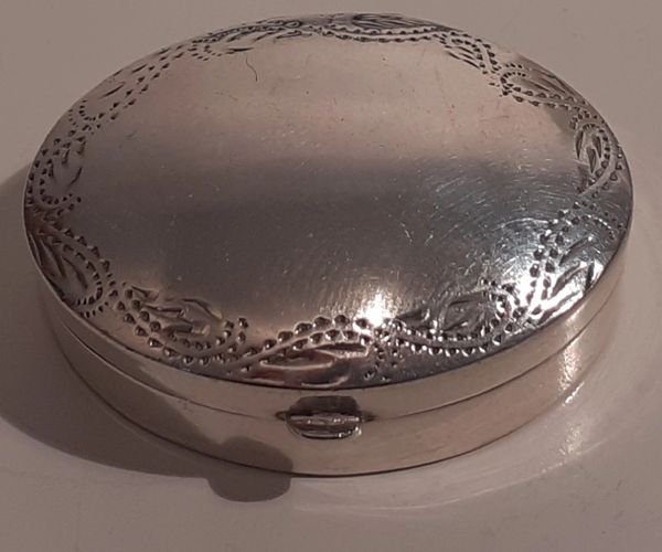 Silver Pillbox, Oval, Marked 925