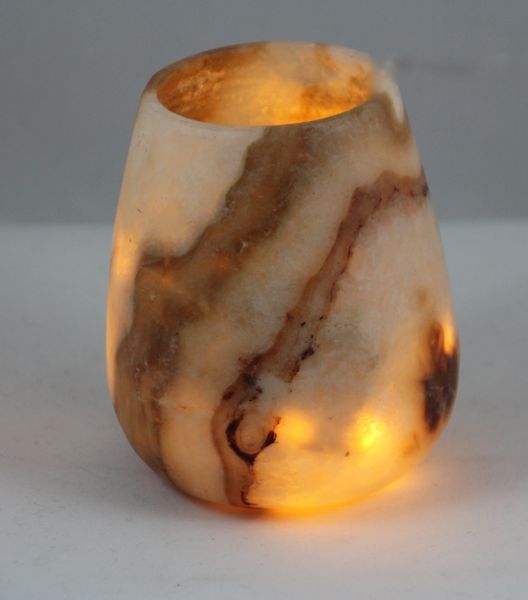 Alabaster Tea Light Holder Vase Egyptian Treasures Jewellery