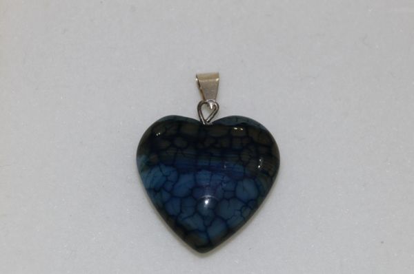 Blue Mottled Heart Pendant