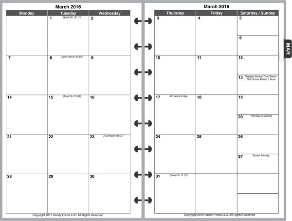 LVJ Monthly Planner, 2 Pages per Month, 6-Columns, No Lines