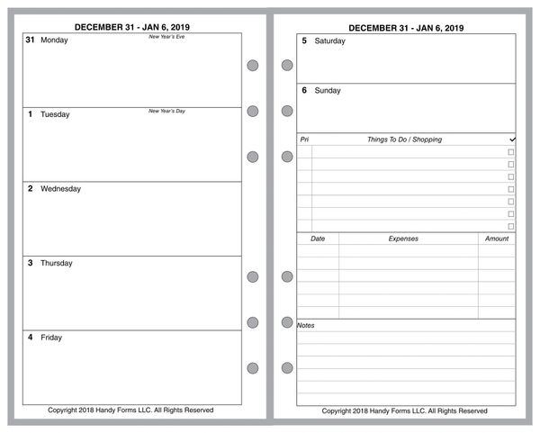 FCC Weekly Planner, 2 Pages per Week, 2 Pages per Month, NO Lines (Style C)
