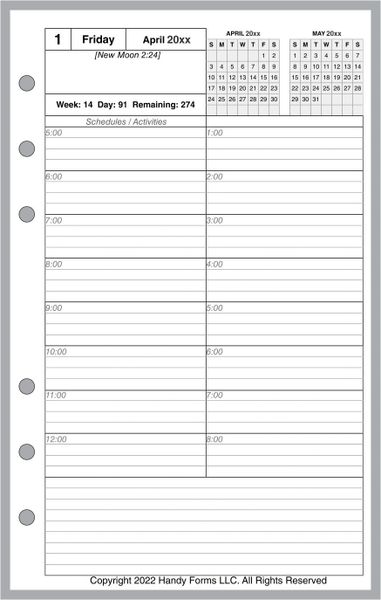 A5 Daily Planner, 2 Pages per Day, 5 Pages per Month (Style A Special)