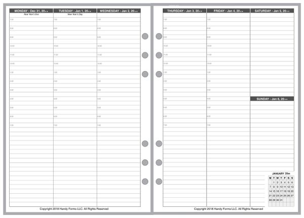 A5 Monthly, Weekly and Daily Planner, 2 Pages per Month, 2 Pages per Week, 2 Pages per Day, Style VA