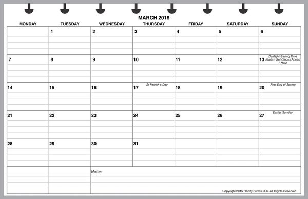 LVJ Monthly Planner, 1 Page per Month, 7 Columns, Horizontal, With Lines