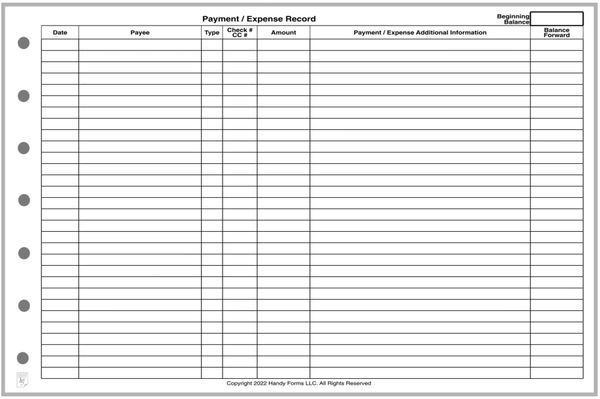 Business 3-UP Checking Binder Payment Record & Check Register