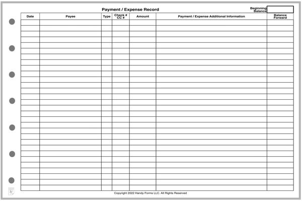 Pocket Ring CHECK REGISTER Printable Insert Set – ListLab