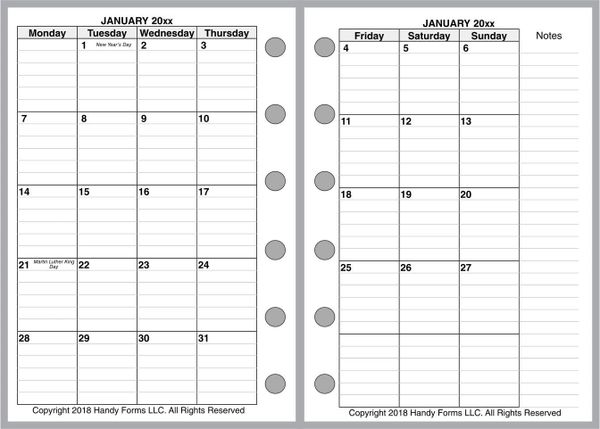 HPP Monthly Planner, 4 Pages per Month, With Lines