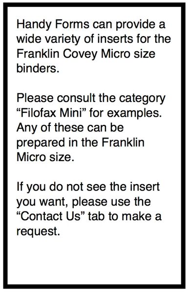FCM Franklin Covey Micro Inserts Are Available