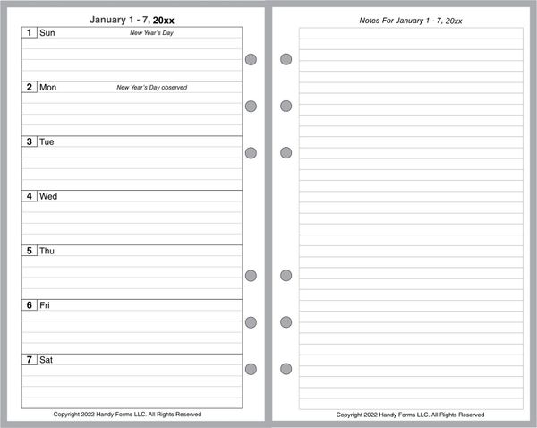 FCC Weekly Planner, 2 Pages per Week, with Lines, Style G (Only Oct-Dec 2022)
