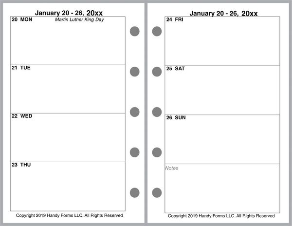 FMI Weekly Planner, 2 Page per Week, 2 Pages per Month, No Lines (Style A)